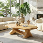 Solid Wood Sculptural Coffee Table with Organic Carved Base, Modern Designer Living Room Table - view 7 of 7