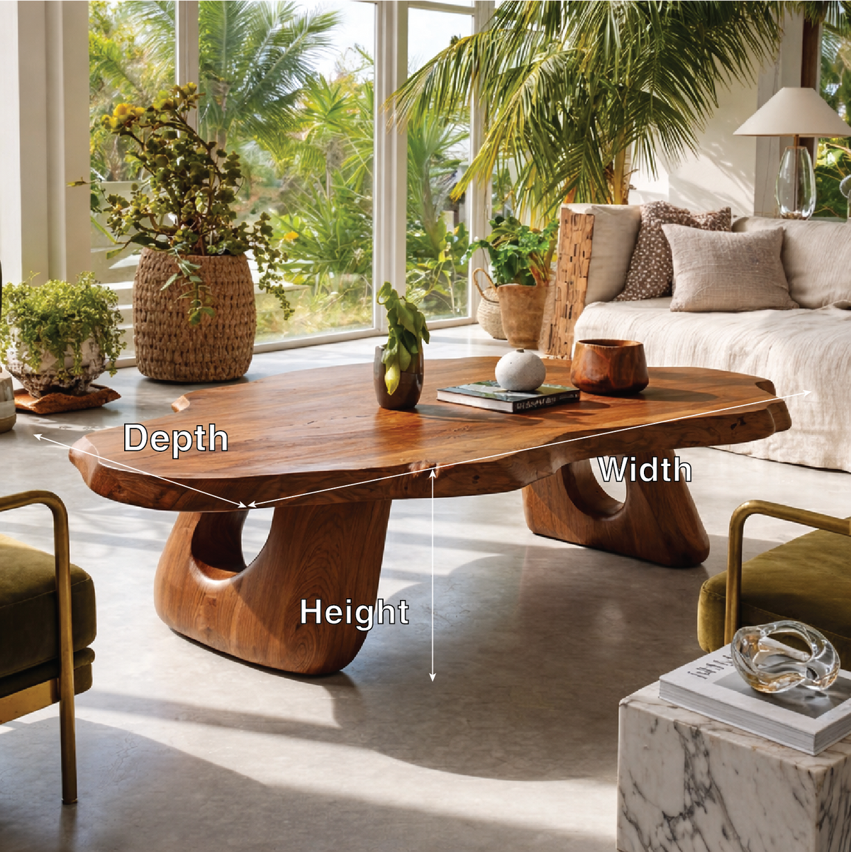 Organic Wooden Coffee Table with Unique Sculptural Base - view 6 of 7
