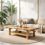 Handcrafted Solid Wood Coffee Table with Open Shelf and Natural Finish - view 7 of 7