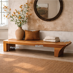 Solid Wood Low Profile Bench, Minimalist Modern Entryway Seating - view 3 of 7