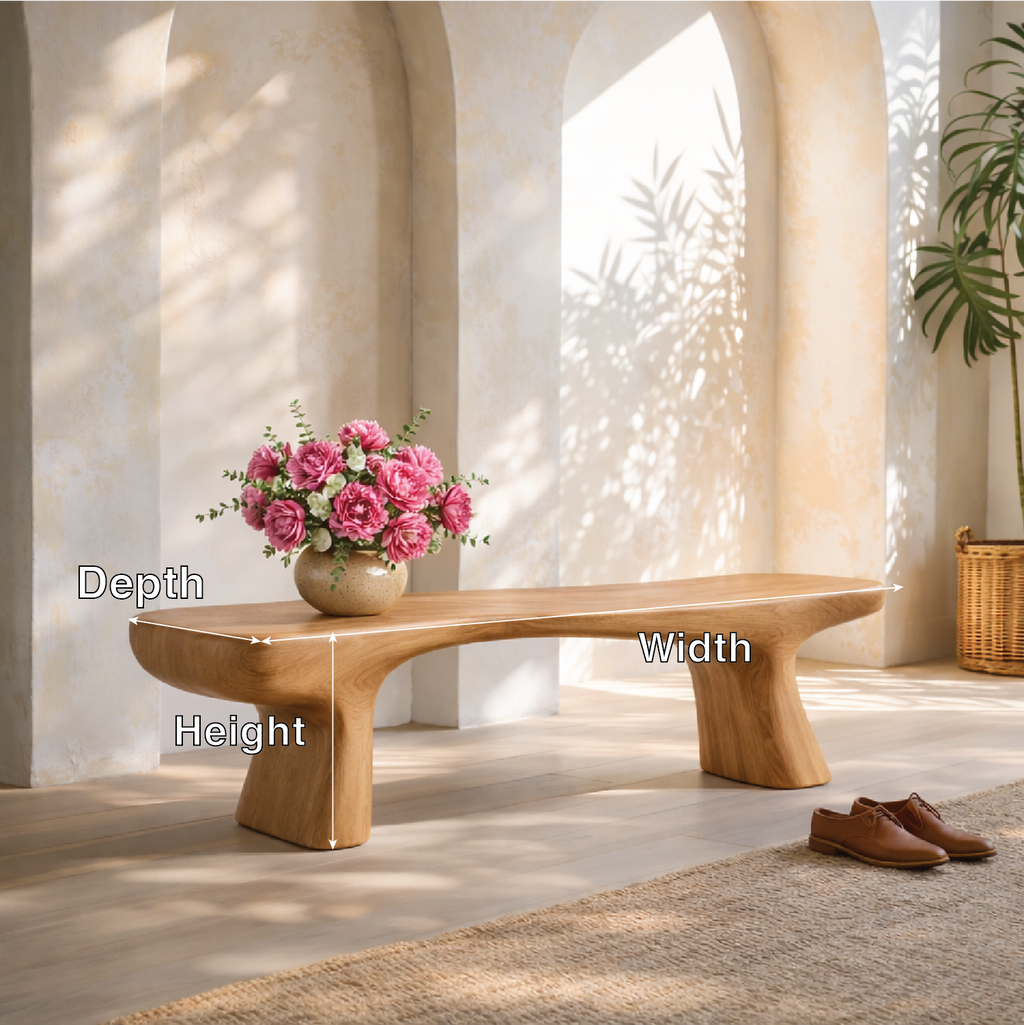 Modern Sculptural Black Wood Bench, Minimalist Statement Seating - view 3 of 7