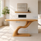 Modern Sculptural Solid Wood Console Table, Curved Base Entryway Hallway Statement Furniture - view 2 of 7