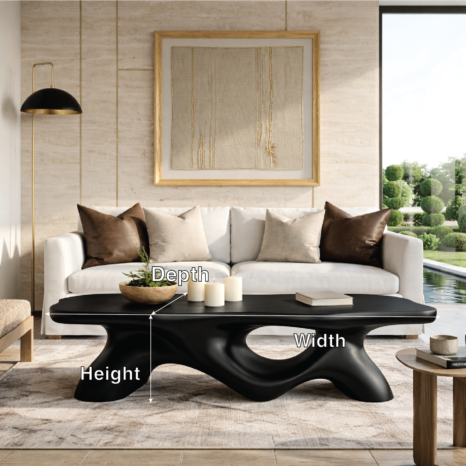 Unique Wooden Coffee Table with Curved Design for Living Room - view 7 of 7