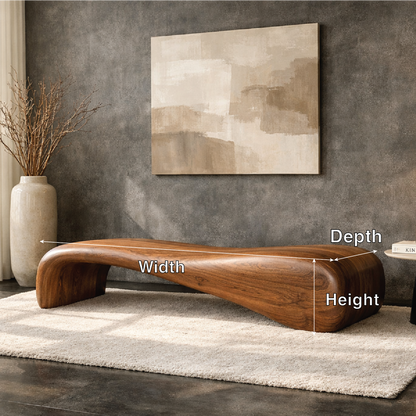 Modern Sculptural Wooden Entryway Bench, Curved Hallway Seating for Luxury Homes - view 5 of 7