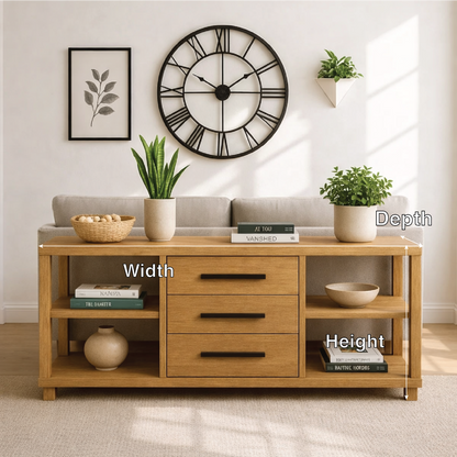 Solid Wood Console Table with Drawers and Shelves, Modern Walnut Entryway Sofa Table Storage Cabinet - view 2 of 7
