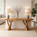 Rustic Solid Wood Console Table, Sculptural Branch Base Entryway Hallway Furniture - view 2 of 7