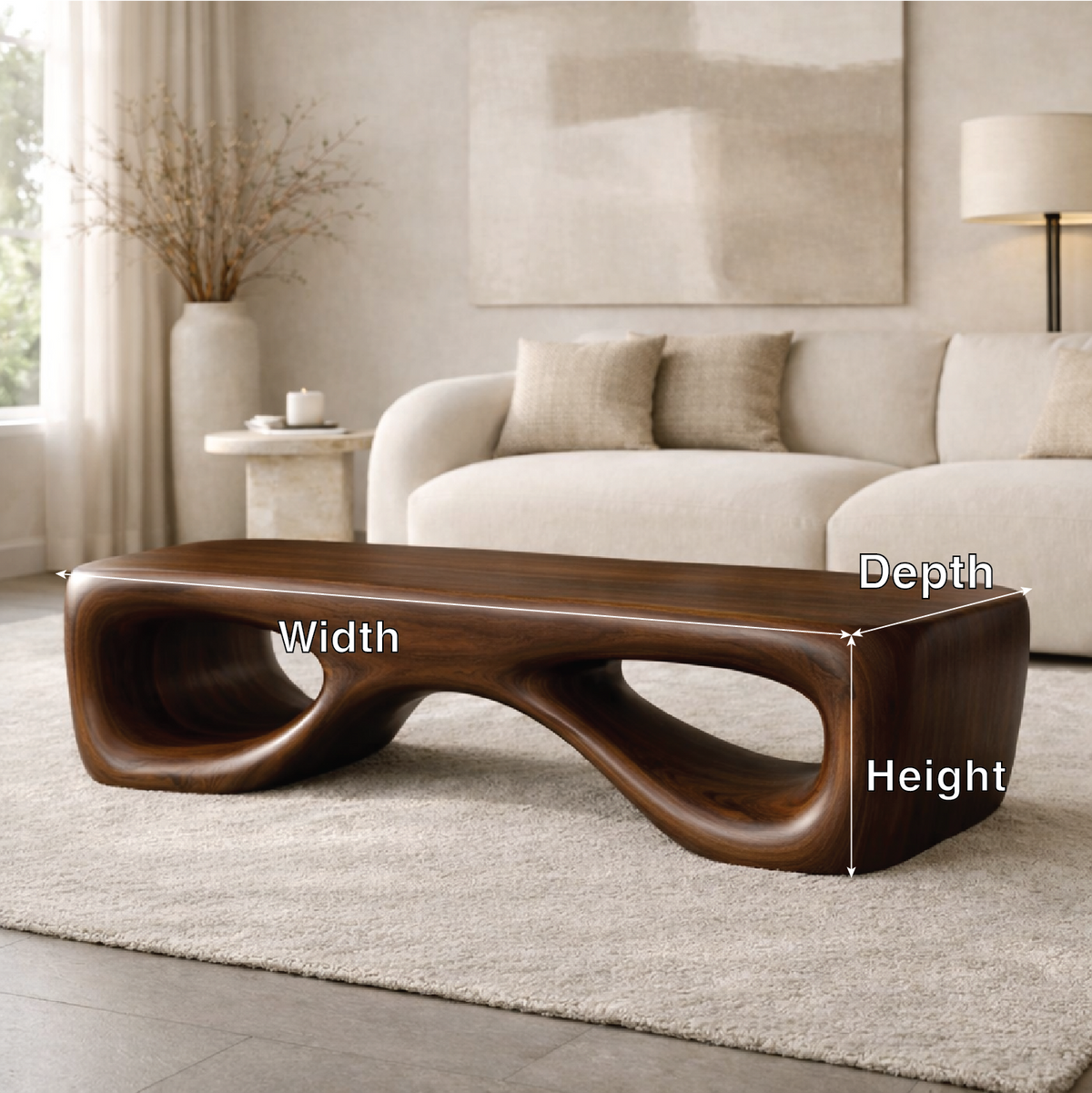 Modern Sculptural Wooden Entryway Bench, Curved Hallway Seating for Luxury Homes - view 5 of 7