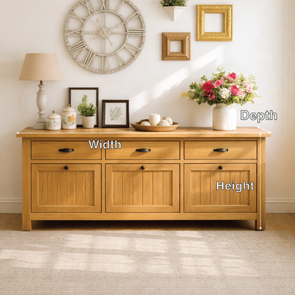 Solid Wood Sideboard Console Table with Drawers and Cabinet, Farmhouse Wood Buffet Storage Cabinet - view 2 of 7