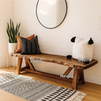 Live Edge Solid Wood Bench, Rustic Farmhouse Entryway Dining Seat - view 4 of 7