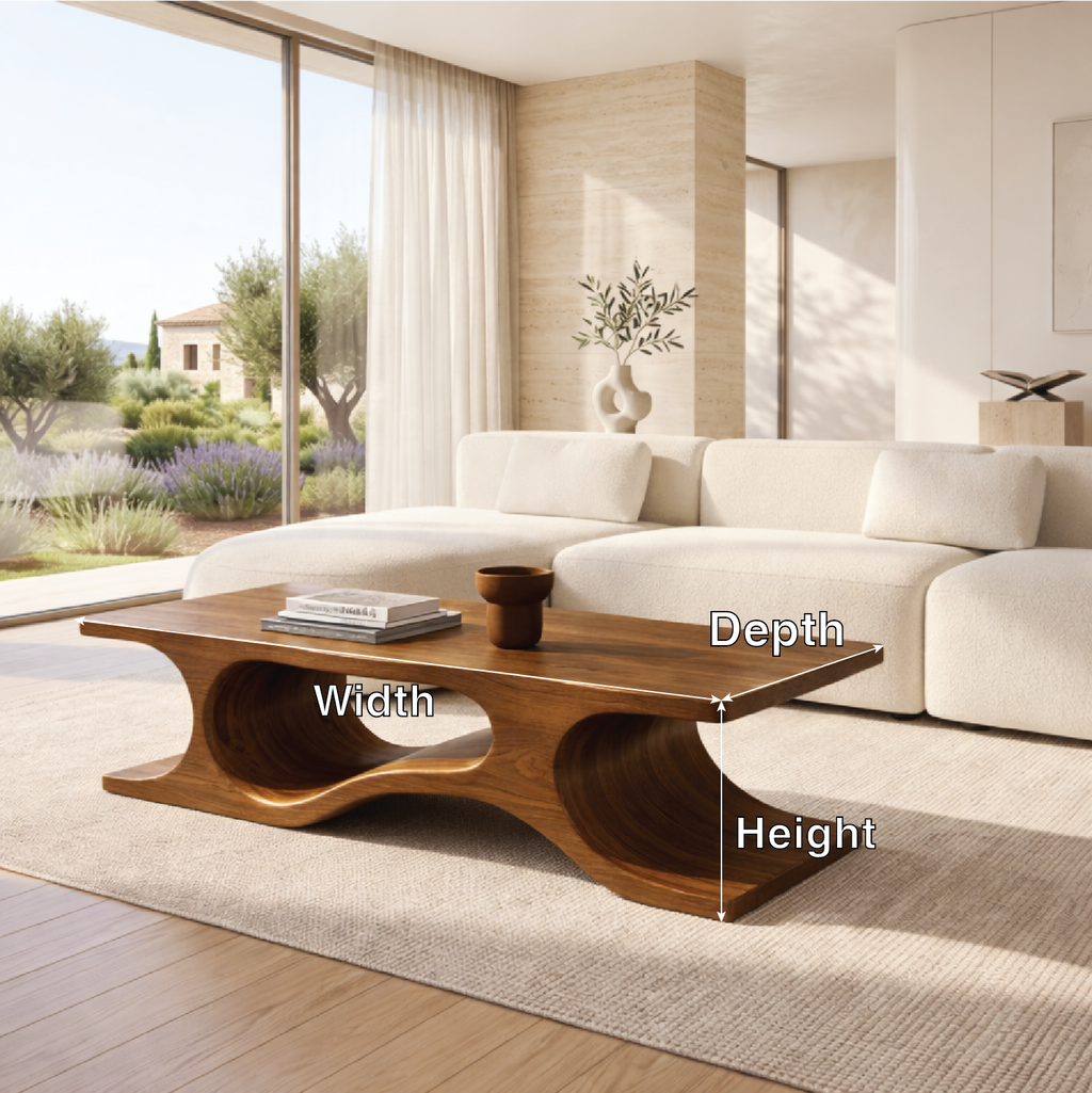 Organic Sculptural Coffee Table with Wave Base, Modern Minimalist Home Living Room Centerpiece - view 7 of 7
