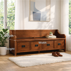 Solid Wood Storage Bench with Drawers, Entryway Hallway Seating Cabinet - view 2 of 7