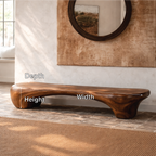 Organic Sculptural Solid Wood Bench, Modern Rustic Statement Seating - view 6 of 7