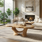 Modern Handcrafted Coffee Table, Sculptural Wooden Design with Elegant Curves - view 7 of 7
