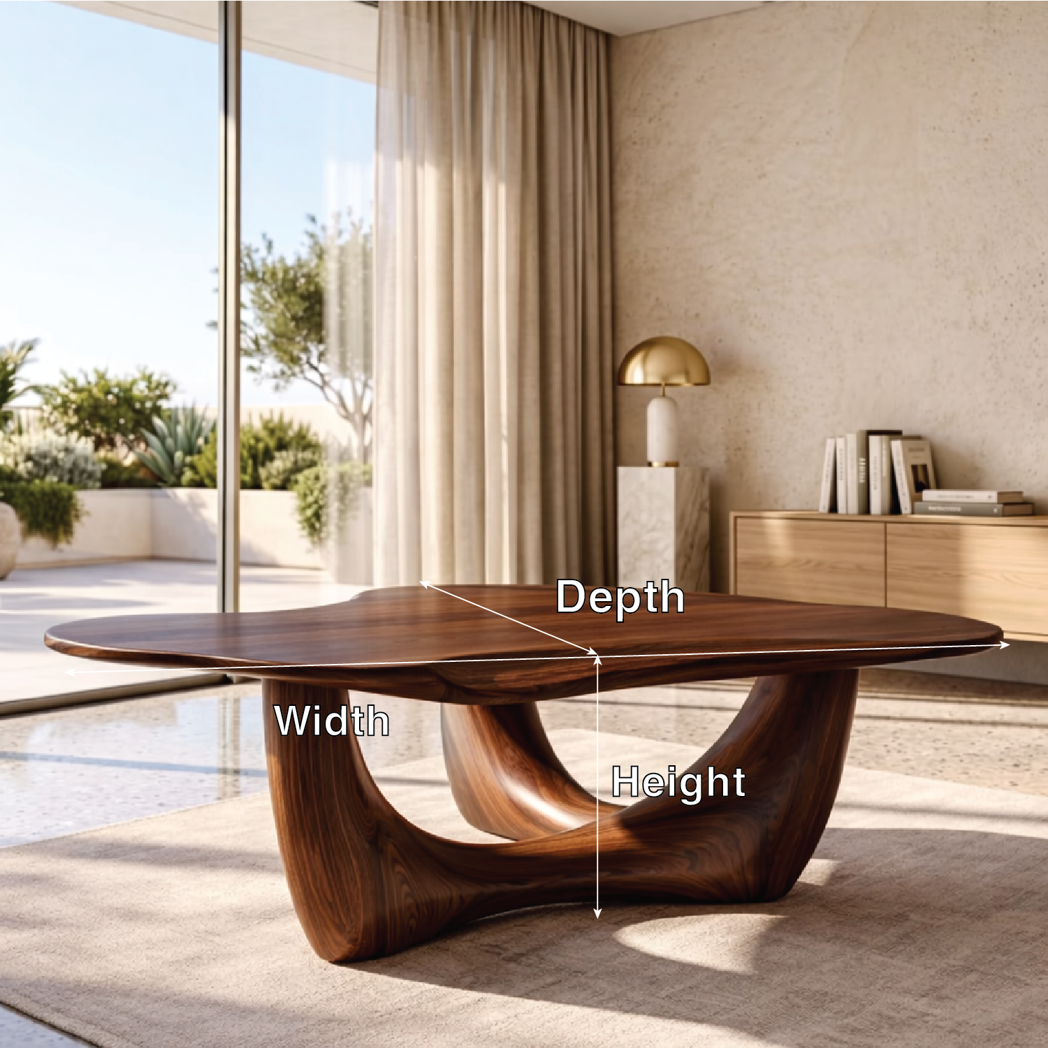 Organic Sculptural Coffee Table with Wave Base, Modern Minimalist Living Room Table - view 5 of 7