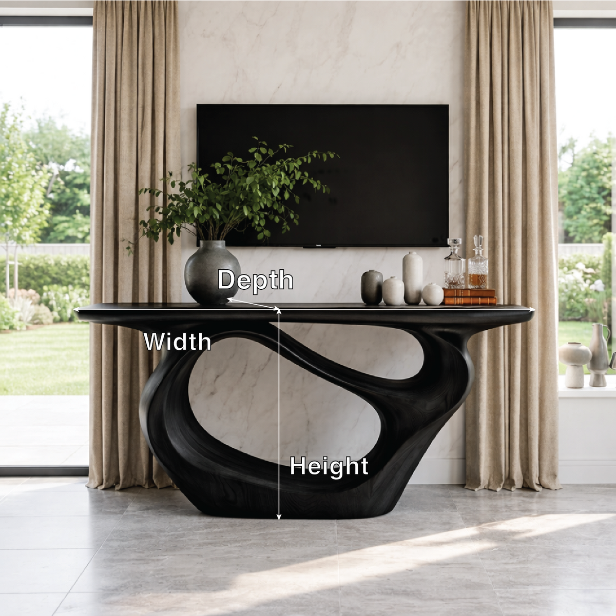 Solid Wood Console Table with Organic Curved Base, Modern Artistic Design - view 6 of 7