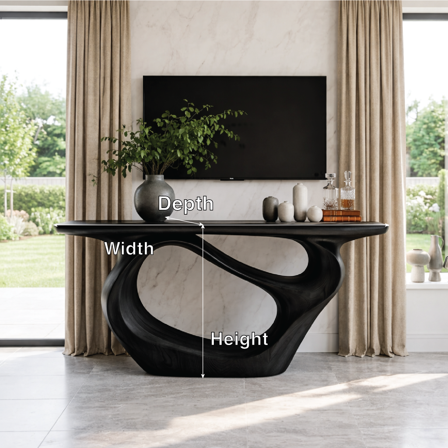 Solid Wood Console Table with Organic Curved Base, Modern Artistic Design - view 6 of 7