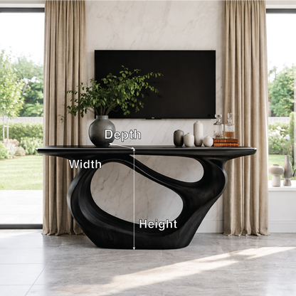 Solid Wood Console Table with Organic Curved Base, Modern Artistic Design - view 6 of 7