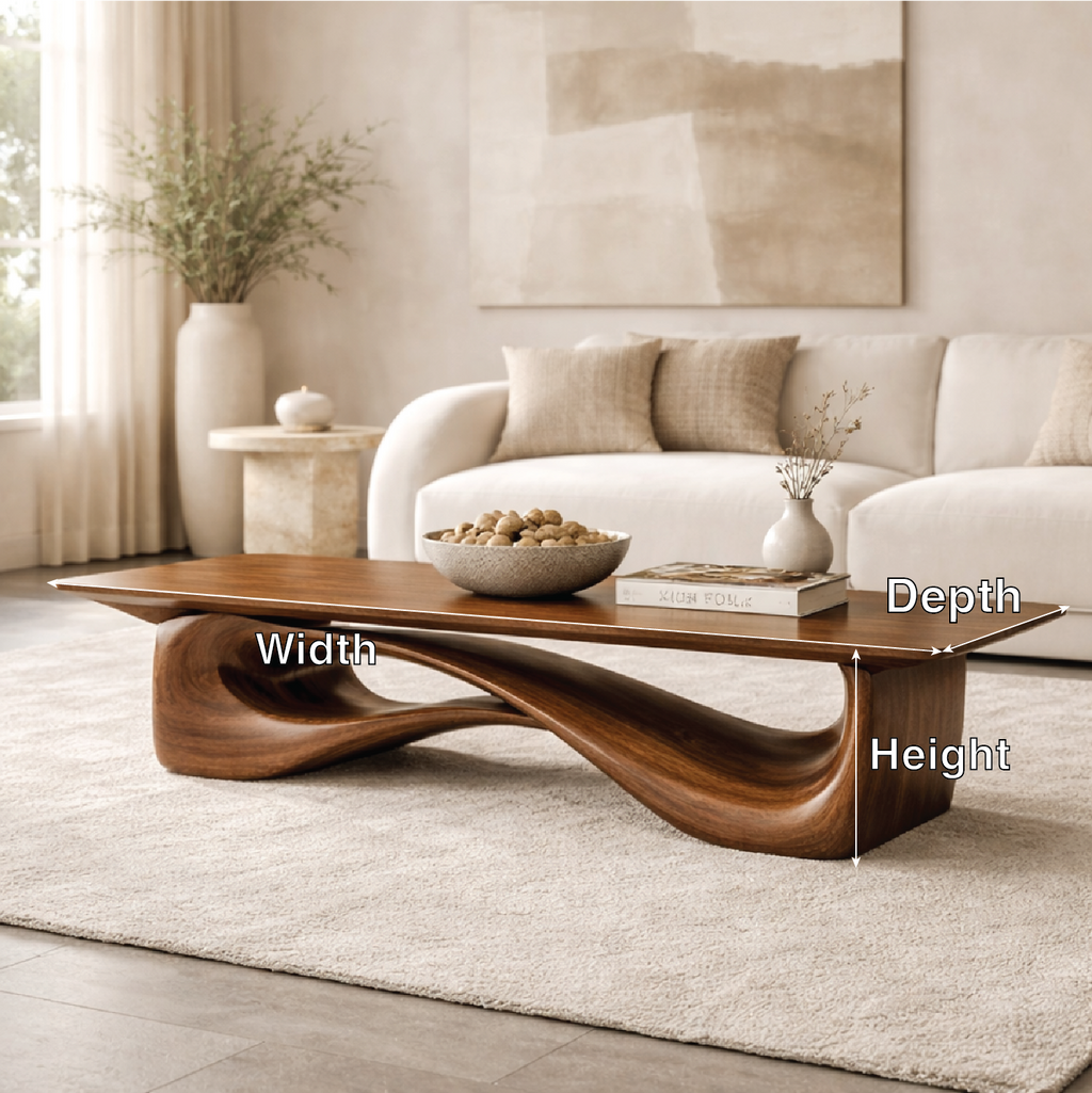 Sculptural Wooden Coffee Table, Modern Organic Living Room Centerpiece Furniture - view 5 of 7