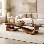 Sculptural Wooden Coffee Table, Modern Organic Living Room Centerpiece Furniture - view 5 of 7