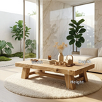 Handcrafted Solid Wood Coffee Table, Rustic Style with Geometric Legs - view 7 of 7