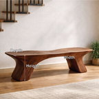 Sculptural Solid Wood Bench, Organic Modern Statement Seating - view 3 of 7