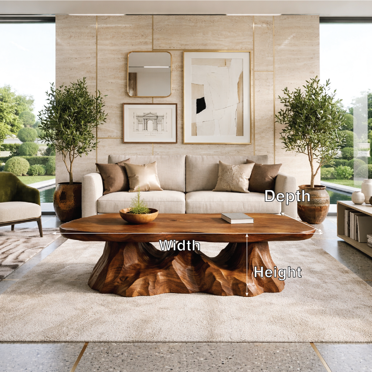 Sculptural Wooden Coffee Table with Unique Wavy Design - view 6 of 7