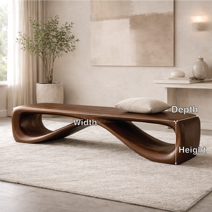 Contemporary Sculptural Entryway Bench, Curved Hallway Seating for Luxury Interiors - view 5 of 7