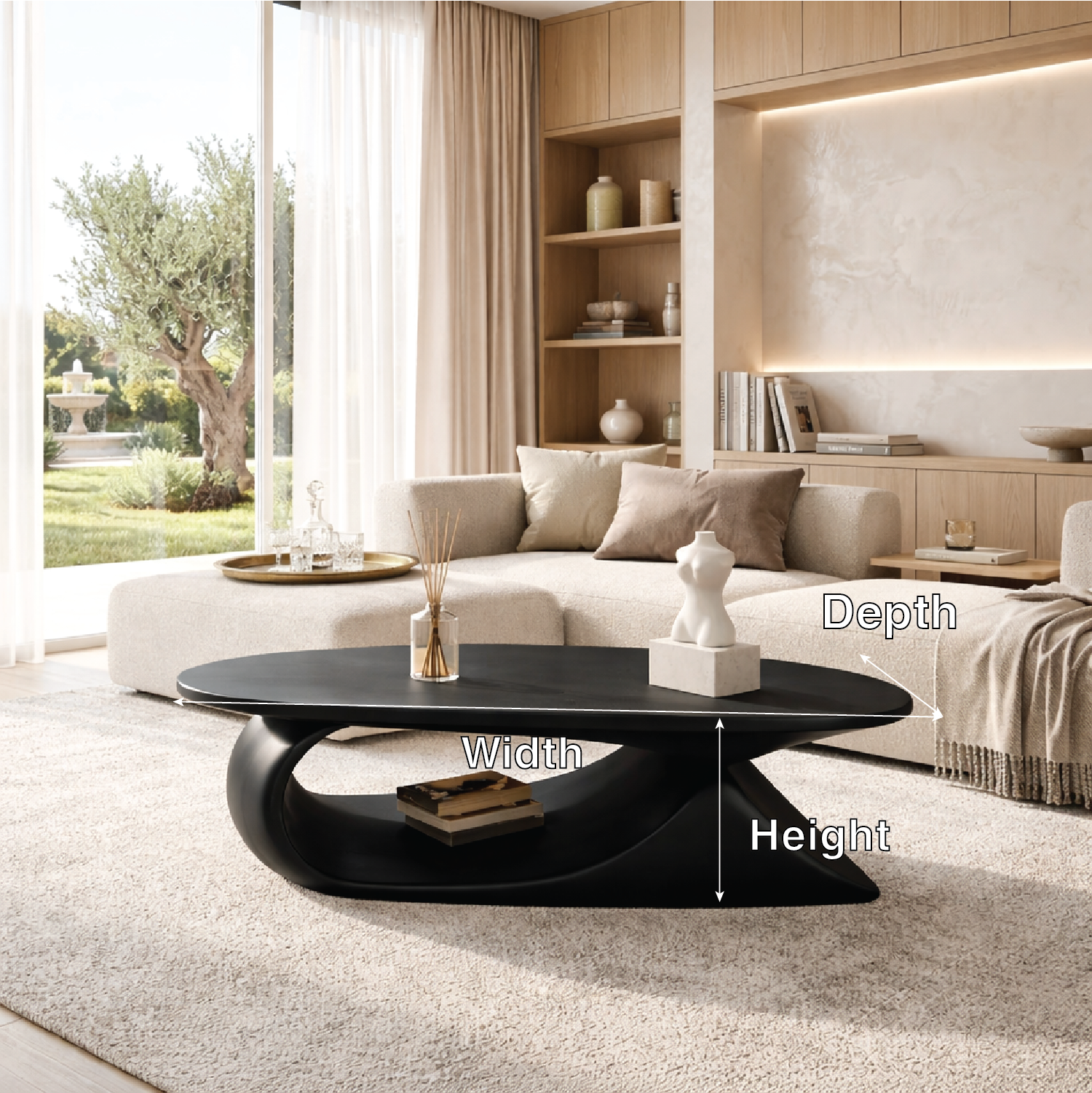 Elegant Wooden Coffee Table with Curved Modern Design - view 6 of 7