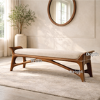 Modern Upholstered Entryway Bench, Luxury Sculptural Hallway Seat with Curved Frame - view 5 of 7