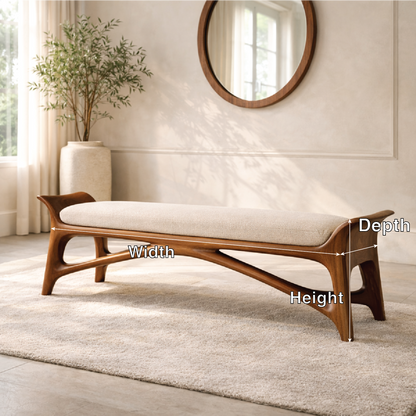 Modern Upholstered Entryway Bench, Luxury Sculptural Hallway Seat with Curved Frame - view 5 of 7