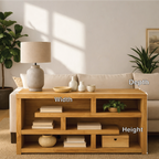 Modern Wood Console Table, Mid Century Media Console Cabinet with Open Storage Shelves - view 2 of 7