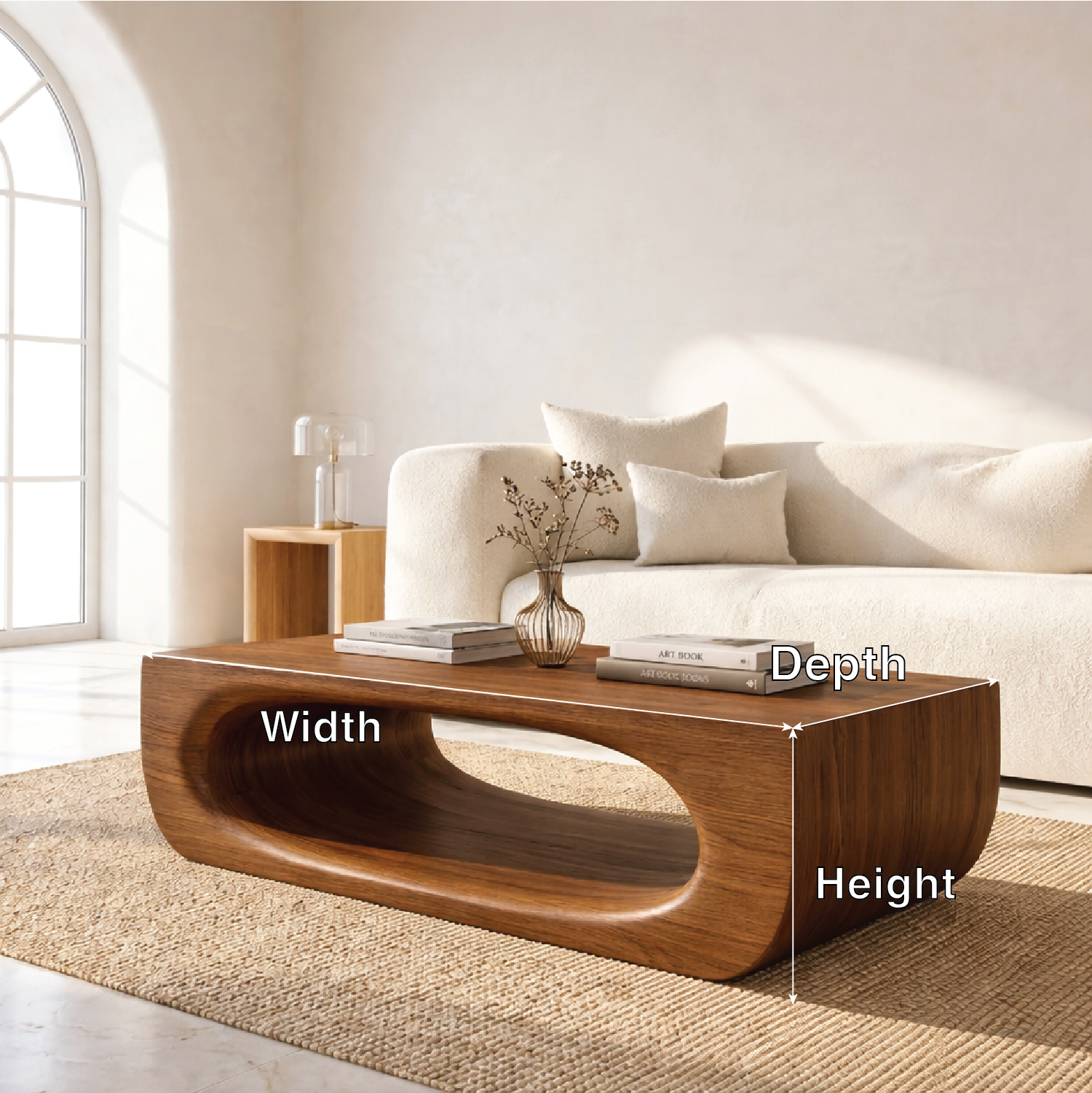 Modern Sculptural Coffee Table with Open Base, Minimalist Living Room Centerpiece - view 7 of 7