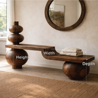Sculptural Solid Wood Bench, Modern Artistic Entryway Statement Seating - view 4 of 7