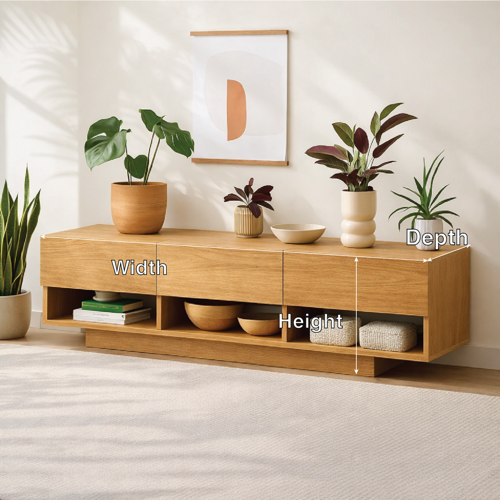 Modern Solid Wood Console Table, Minimalist Media Console Cabinet with Open Storage Shelves - view 2 of 7