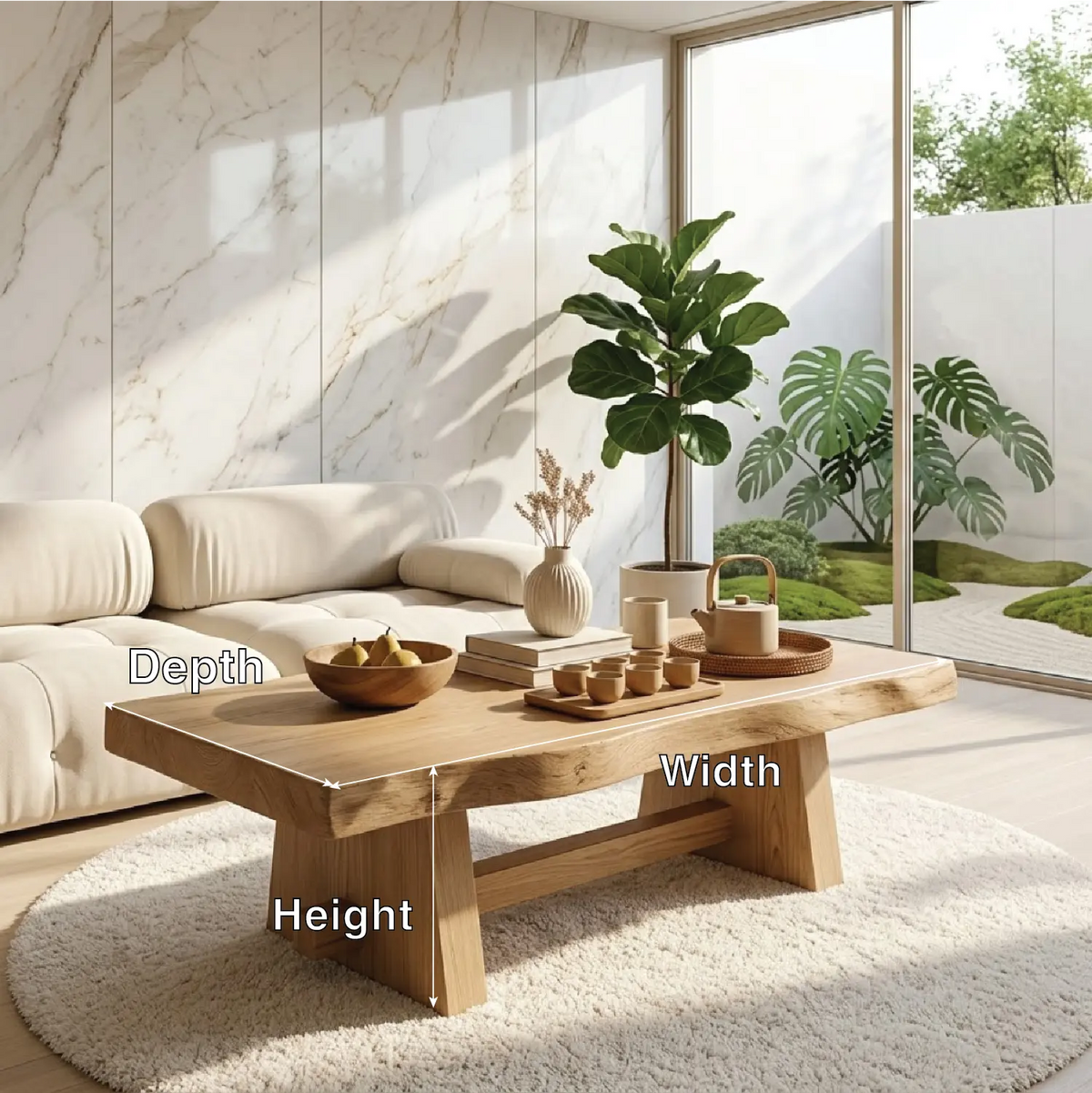 Solid Wood Coffee Table with Unique Design and Spacious Storage Shelf for Living Room - view 7 of 7