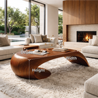 Modern Wooden Coffee Table with Sculptural Curved Design - view 6 of 7