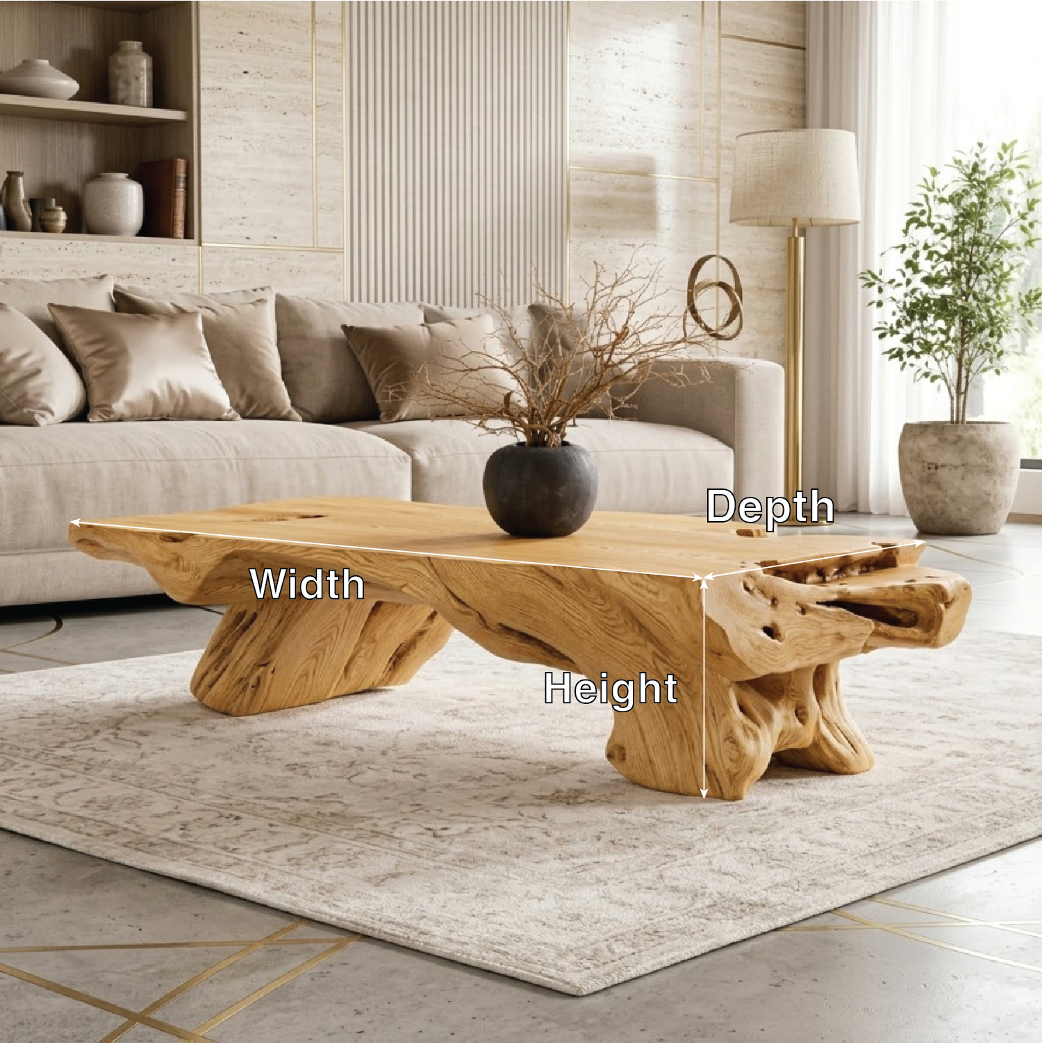 Rustic Wooden Coffee Table with Unique Organic Design - view 6 of 7