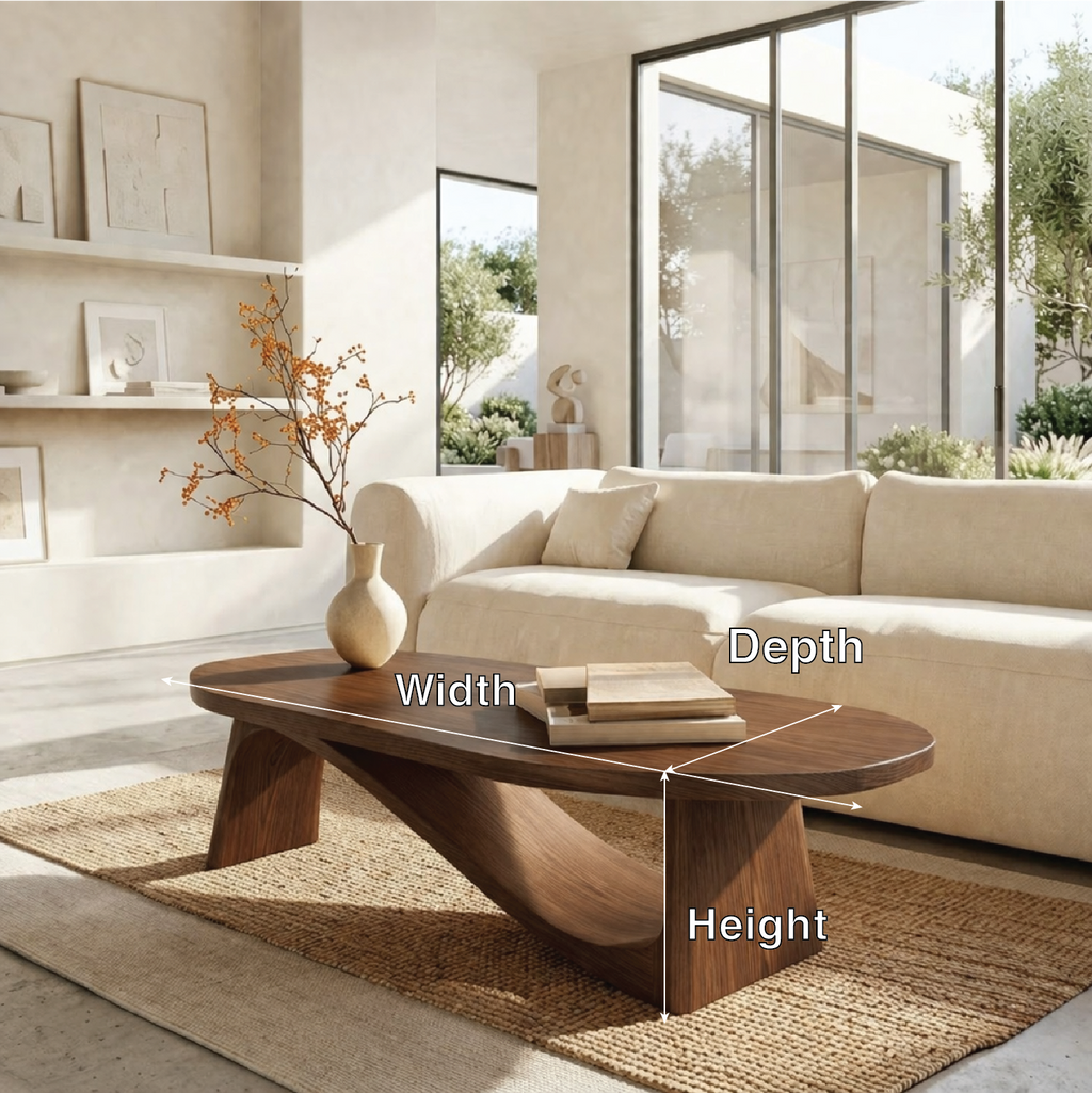 Modern Oval Coffee Table with Sculptural Base, Minimalist Living Room Centerpiece - view 7 of 7