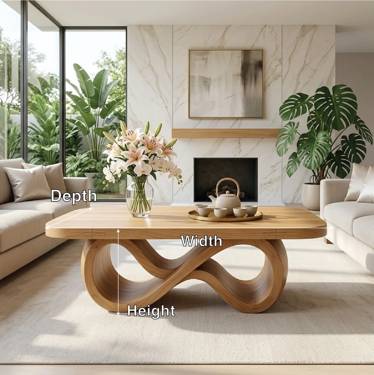 Elegant Infinity-Shaped Coffee Table, Modern Wooden Living Room Furniture - view 7 of 7