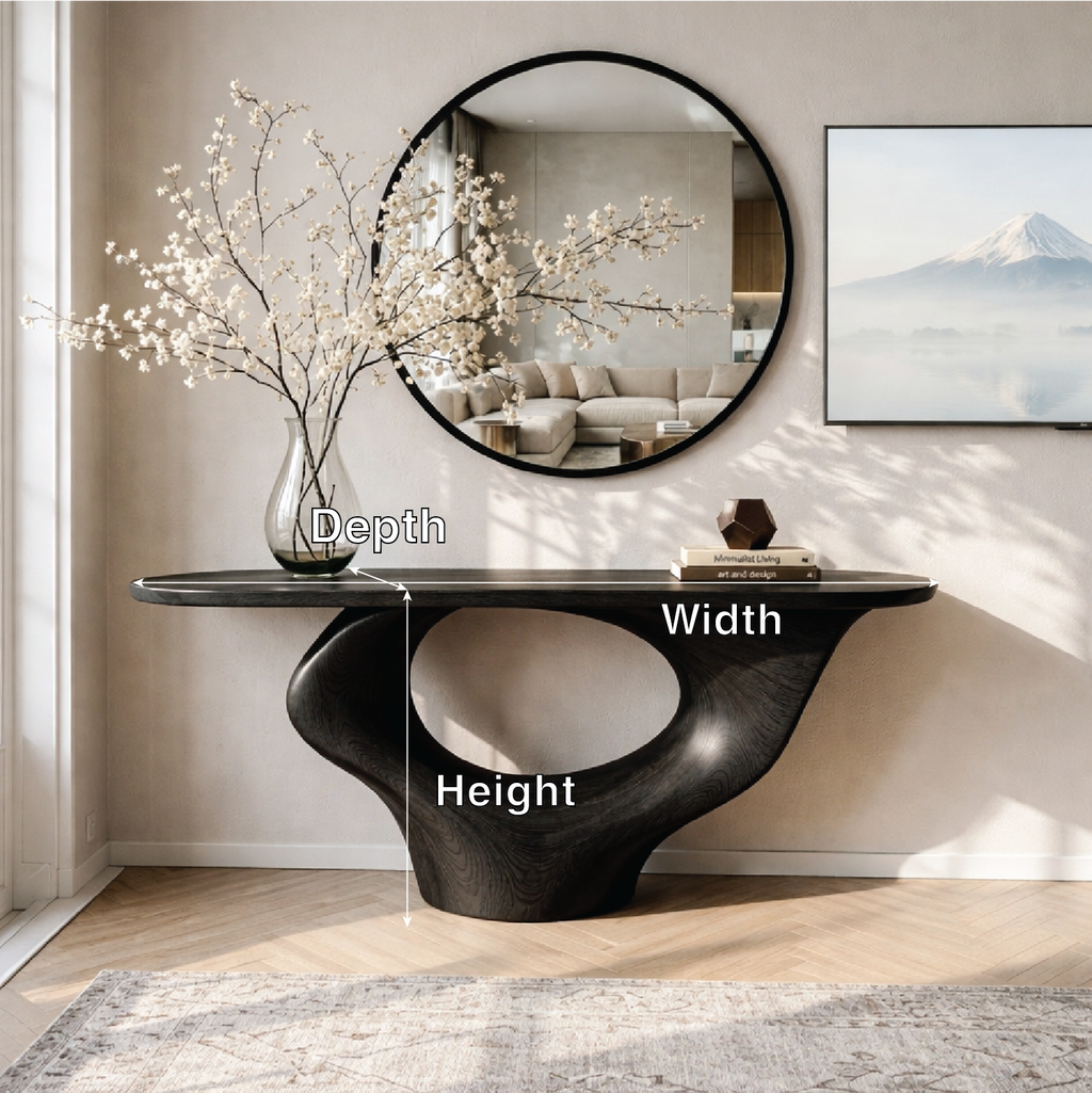 Solid Wood Console Table with Sculptural Base, Modern Minimalist Design - view 7 of 7