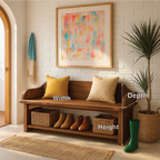 Solid Wood Entryway Bench with Armrests and Shoe Shelf Storage - view 4 of 7