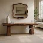 Solid Wood Entryway Bench with Sculpted Base, Handmade Rustic Hallway Seat - view 4 of 7