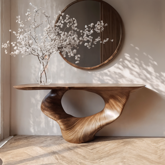 Console Table Unique Art Solid Wood Handmade Narrow Wood - view 1 of 7