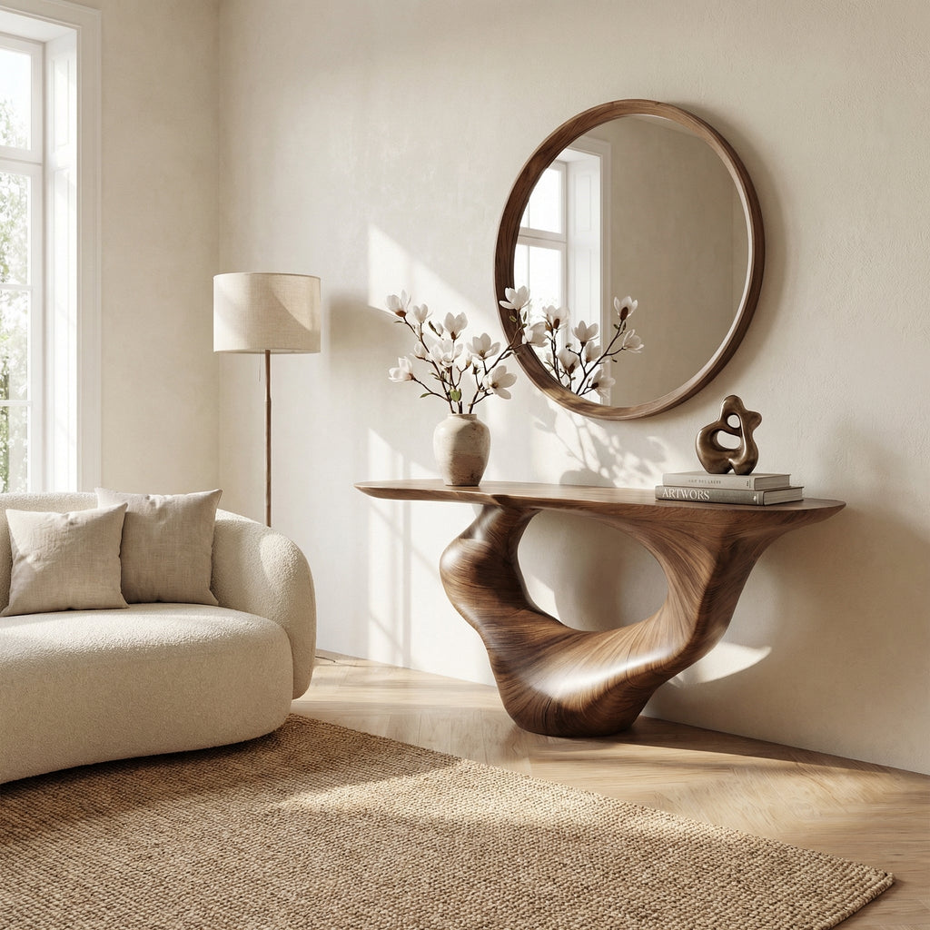 Console Table Unique Art Solid Wood Handmade Narrow Wood - view 7 of 7