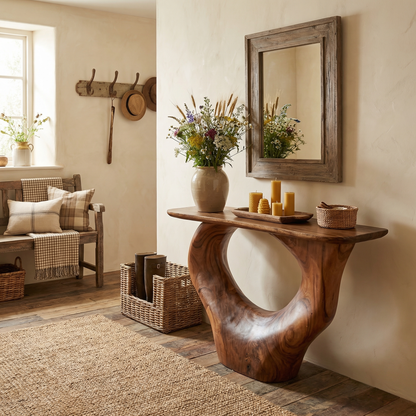 Console Table Unique Art Solid Wood Handmade Narrow Wood - view 6 of 7