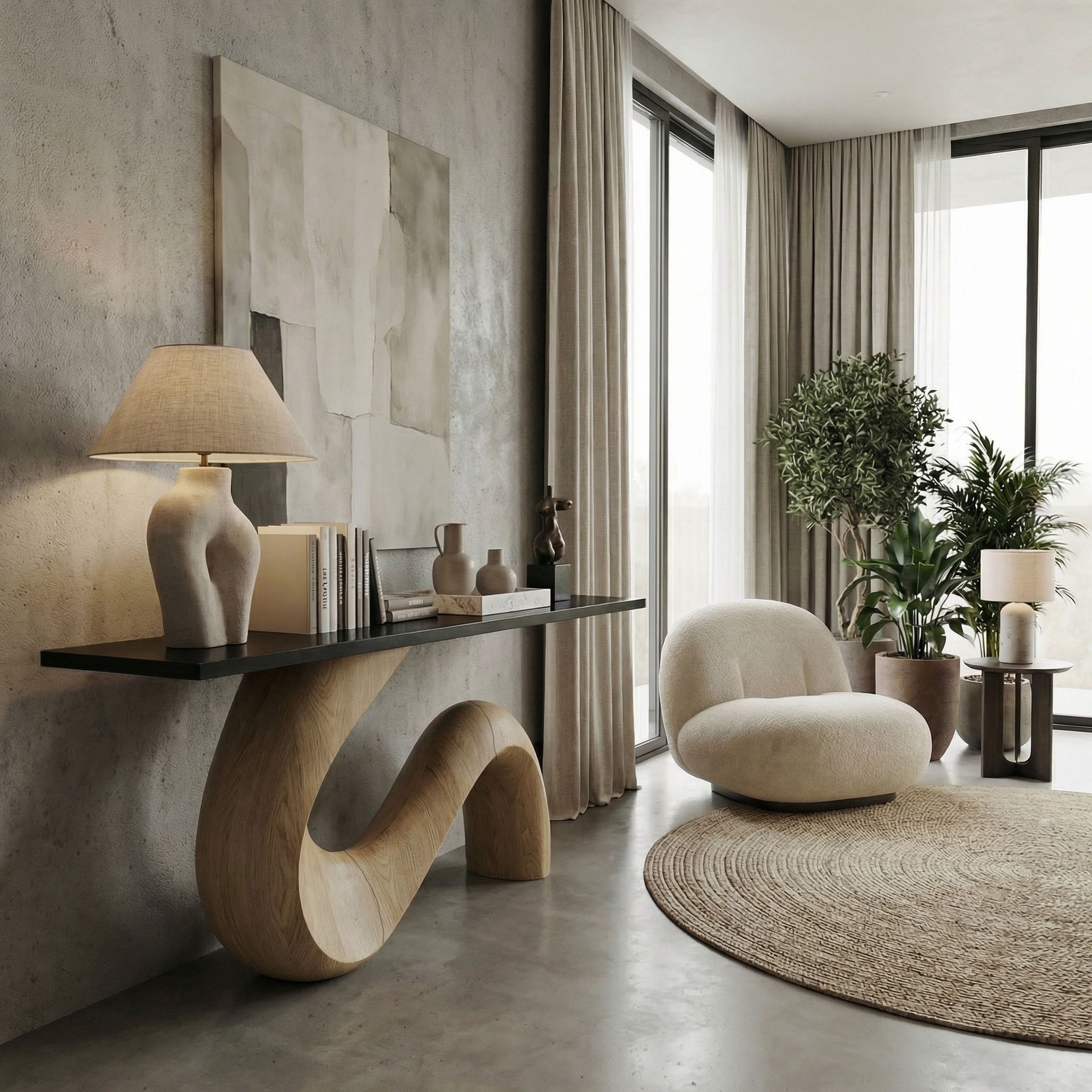 MidCentury Sculptural console Table Entryway - view 4 of 6