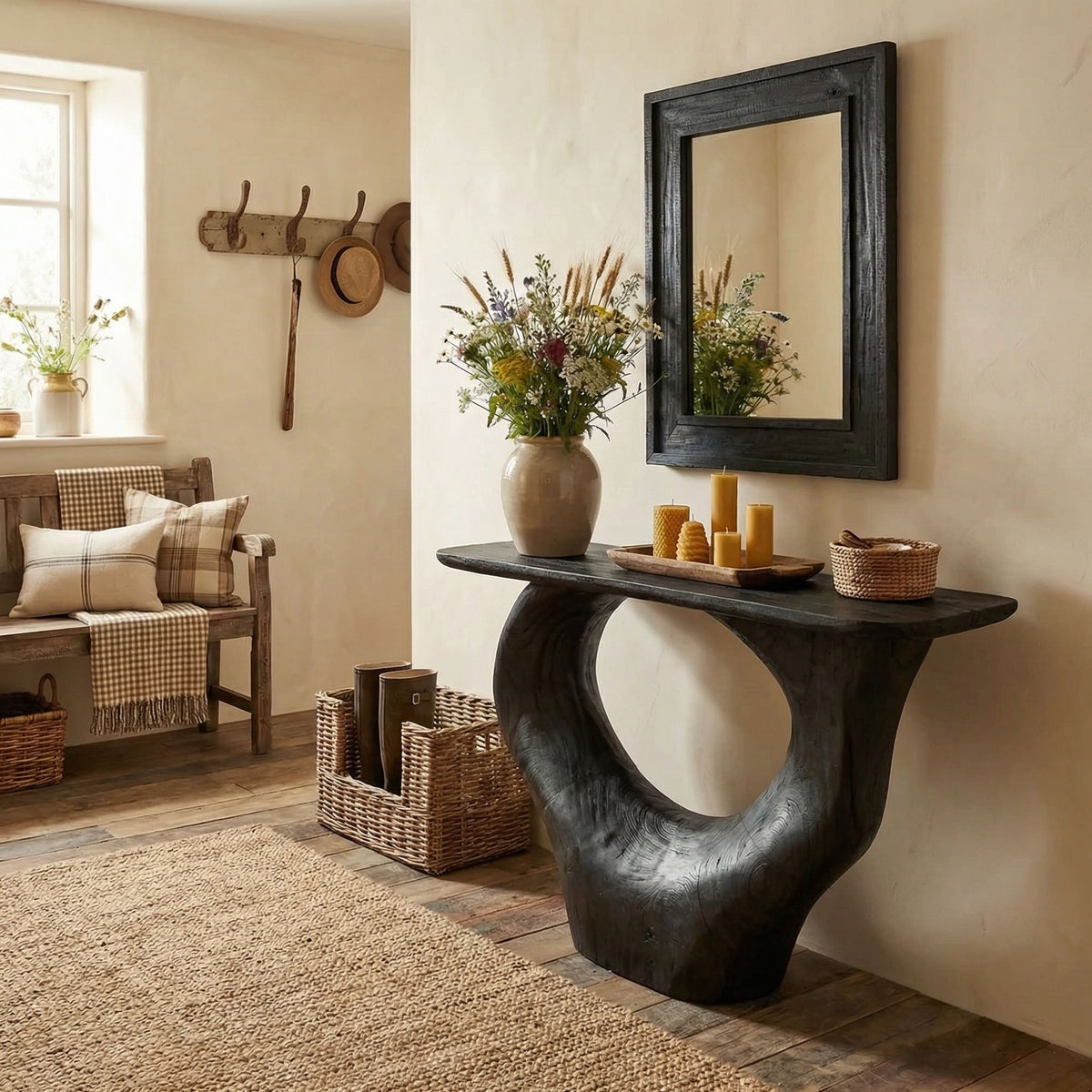 Console Table Unique Art Solid Wood Handmade Narrow Wood - view 4 of 7