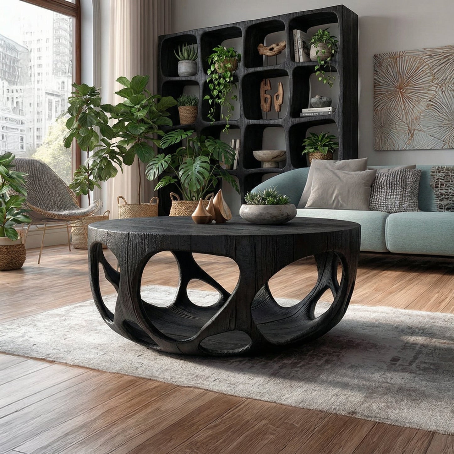 Artisan Coffee Table Natural Wood Farmhouse Gift - view 3 of 6