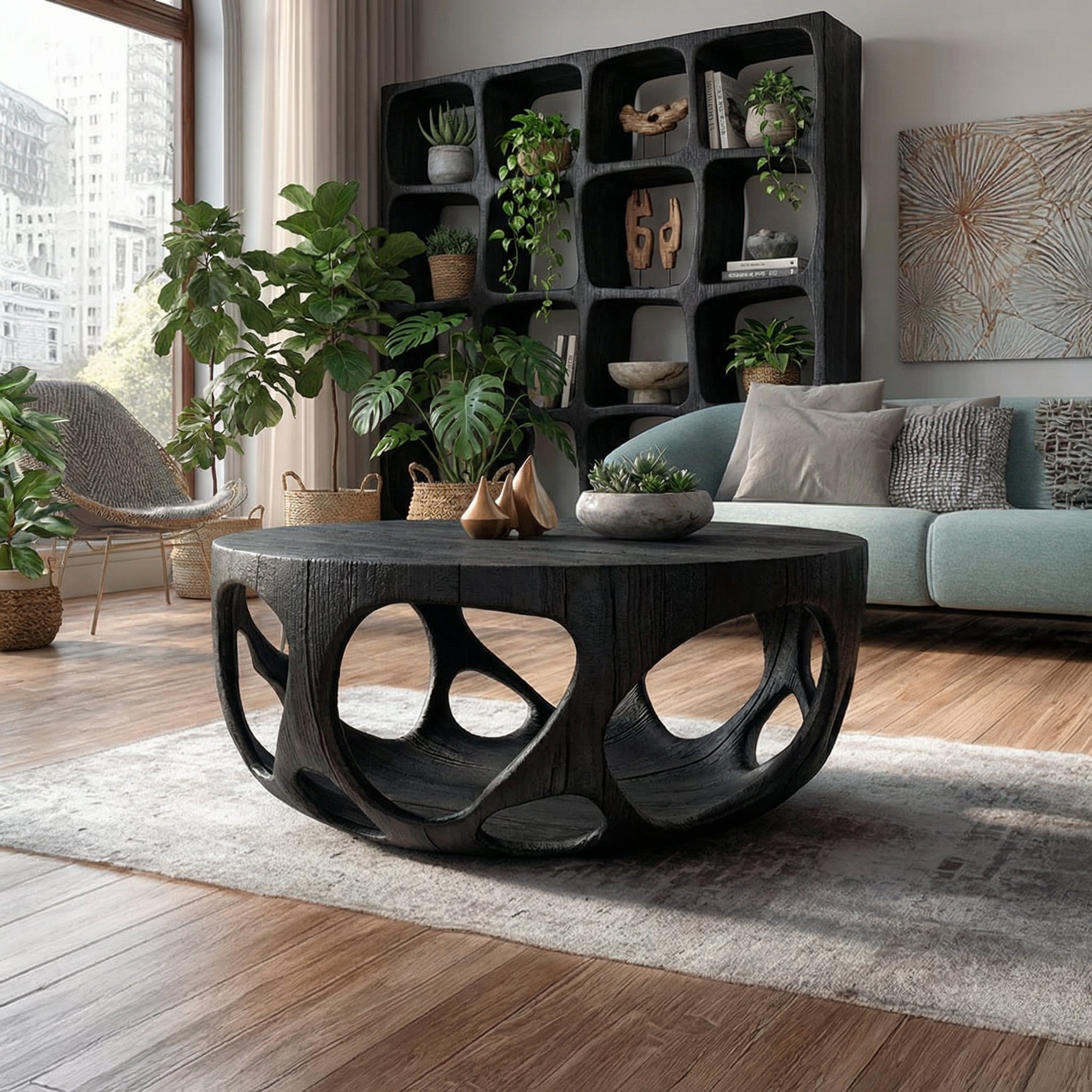 Artisan Coffee Table Natural Wood Farmhouse Gift - view 3 of 6