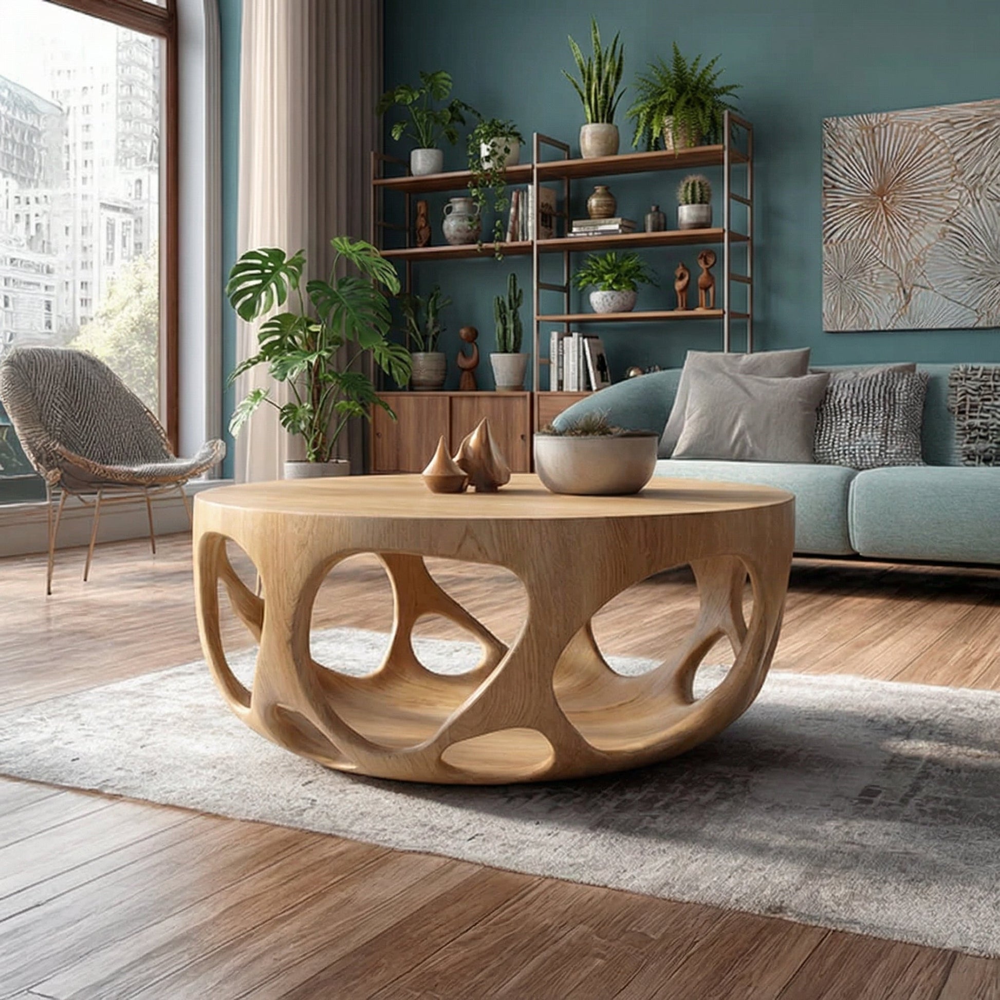 Artisan Coffee Table Natural Wood Farmhouse Gift - view 4 of 6